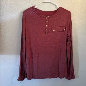 SHEIN Burgundy Long Sleeve Top